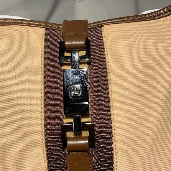 Gucci Vintage Blush Canvas & Brown Leather Jackie Leather & Canvas Shoulder Bag - Picture 3 of 15